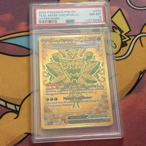 PSA 8 Teal Mask Ogerpon Ex 177 Pokémon Single, Prismatic Evolutions Nm-Mint - Picture 1 of 3