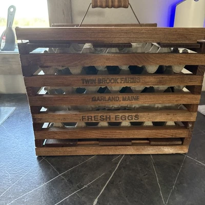 ANTIGUA GUIRNALDA PRIMITIVA DOBLE ARROYO GRANJAS MAINE HUEVO CAJA PORTADOR Foto 1 de 3