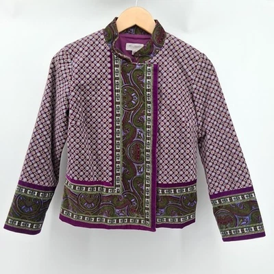 Isaac Mizrahi фиолетовый бархат куртка Sz S пейсли мандарин воротник Regency фея - Изображение 1 из 4
