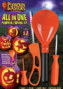 Pumpkin Masters - Halloween All in One Kürbis Schnitzset - 12 Teile - Brandneu - Bild 1 von 6
