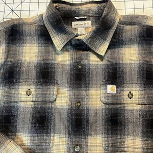 Carhartt Hemd Flanell Button Down Original Fit Schwarz Braun Herren Gr. Large - Bild 1 von 7