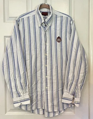 Camisa Chaps Ralph Lauren Abotonada De Colección Bordada Cresta Rayas Talla L DEFECTUOSA Foto 1 de 4