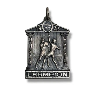 1933 OHSAA Sterling Silver Basketball District Champion Medal Miller Jewelry - Picture 1 of 4