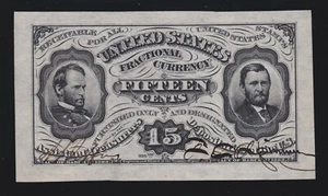 US 15c Fractional Currency spwmf Note FR 1274 Jefferies-Spinner Autographs Ch CU - Picture 1 of 2