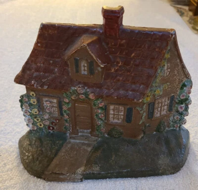 Antiguo tope de puerta de hierro fundido Hubley cabaña #211 - pintura original Foto 1 de 4