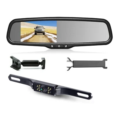 4.3" Car Rear View Mirror Monitor License Reversing Backup Camera HD For Lincoln - Image 1 of 4