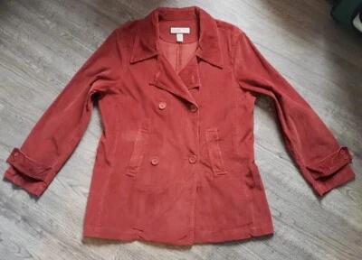 Jamaica Bay Burnt Orange Double Breasted Corduroy Jacket Size Large  - Image 1 of 4