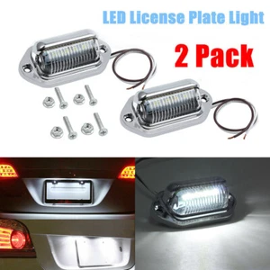 2x Chrome 6 LED License Number Plate Step Light Lorry Caravan Truck Trailer 12V - Picture 1 of 12