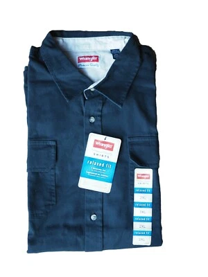 Camisa occidental Wrangler para hombre calce relajado negra lisa L/S Foto 1 de 2