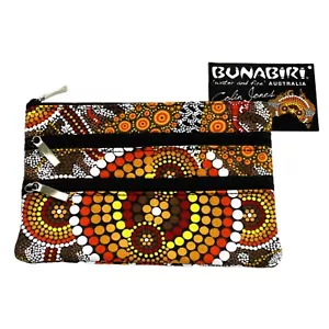 Australia Aboriginal Indigenous Artist Cosmetic Make Up Bag Kangaroo Ochre - Picture 1 of 6