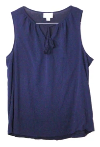 AVA & VIV TUNIC BLOUSE ladies size 1X navy blue round neck sleeveless silky - Picture 1 of 5