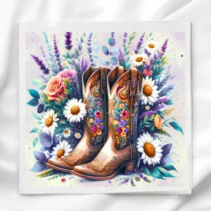 Cowboystiefel Stoff Panel zum Quilten Basteln Nähen Quilt Block CB6332 - Bild 1 von 2