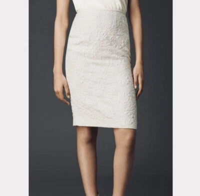 NUEVO CON ETIQUETAS Burberry Blanco Floral Encaje Forrado Algodón Seda Mujer Falda Talla 6 Reg $550 Foto 1 de 4