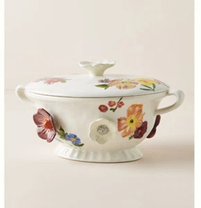 Anthropologie Nathalie Lete Titania Floral Lidded Serving Bowl / Tureen 3D- NEW - Picture 1 of 10