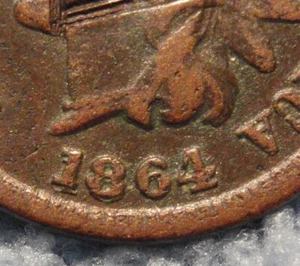 1864-L Indian Cent 1864/1864 Repunched Date RPD Snow-1 FS-2301 Counter Stamped A - Picture 1 of 8