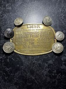 Antique London Midlands & Scottish Railway  Buttons & 70s Tourist Novelty Sign.>