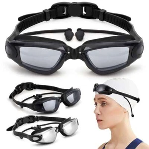 Adult Swim Goggles Anti-Fog UV Protection Swimming Glasses HD + Ear Plug Unisex - Picture 1 of 14