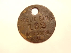 Old "Public Baths 162 Harrisburg, PA" key fob (City Island bathing/ swimming) - Picture 1 of 6