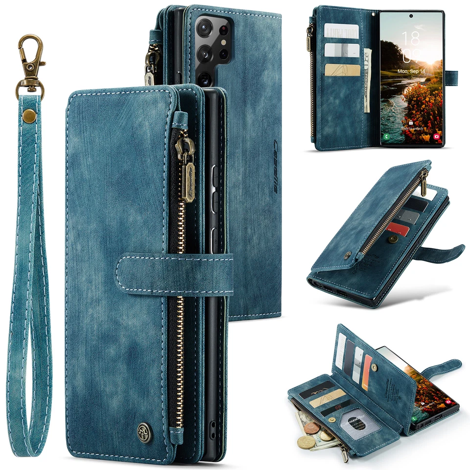 CaseMe C30 Series  Phone Case Leather Wallet credit card slot Holder Hand Strap - Image 1 of 4