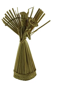 Estatuilla de cuerno angular músico de pie tejido de mimbre de colección 10 3/4" BOHO - Imagen 1 de 10