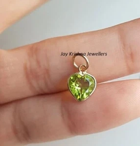14K Gold Peridot Heart Charm Pendant, August Birthstone Handmade Women's Pendant - Picture 1 of 3