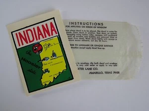 Vintage State of Indiana Baxter Lane Water Decal - Picture 1 of 3