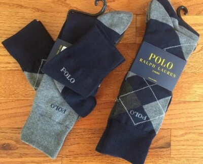 Polo Ralph Lauren Hombres 3 Calcetines de Vestir Tres Pares Nuevos Foto 1 de 2