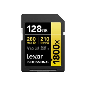 Lexar 128GB Professional 1800x UHS-II SDXC V60 Rated Speicherkarte (GOLD Series) - Bild 1 von 4