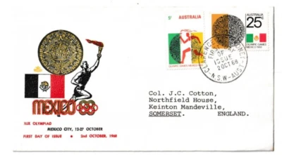 20/10/1968 Australia FDC - Olympic Games Mexico 1968 - Clarence St. Sydney FDI - Image 1 of 2
