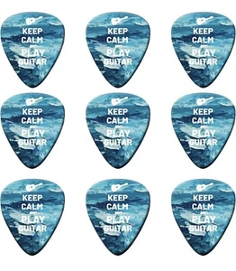Celluloid Guitar Picks - 9 Pack for Acoustic/Electric/Bass Guitar Keep Calm - Picture 1 of 2