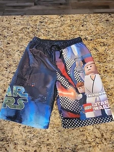 PREOWNED-Boys 12/14 LG Star Wars Lego Swim Trunks-Ties In Front-Mesh Lining - Picture 1 of 8