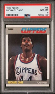 1987 Fleer Basketball - #15 Michael Cage PSA 8 - Bild 1 von 2