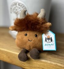 Jellycat Amuseabean Highland Cow - Little Soft Toy Highland Cow - Highland Cow 