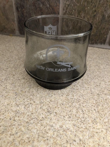 VINTAGE RARE 1970's New Orleans Saints Smoked Lo-Ball Glass Cover