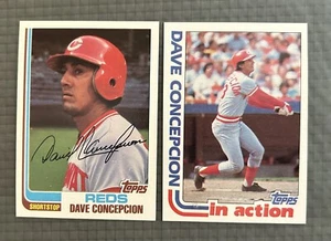 Lotto 2 carte Dave Concepcion Topps vintage 1982 Cincinnati Reds - Foto 1 di 6