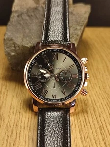 Unisex Armbanduhr Marken Uhr Geneva Zeitlos modern schwarz auffällig elegant - Bild 1 von 8