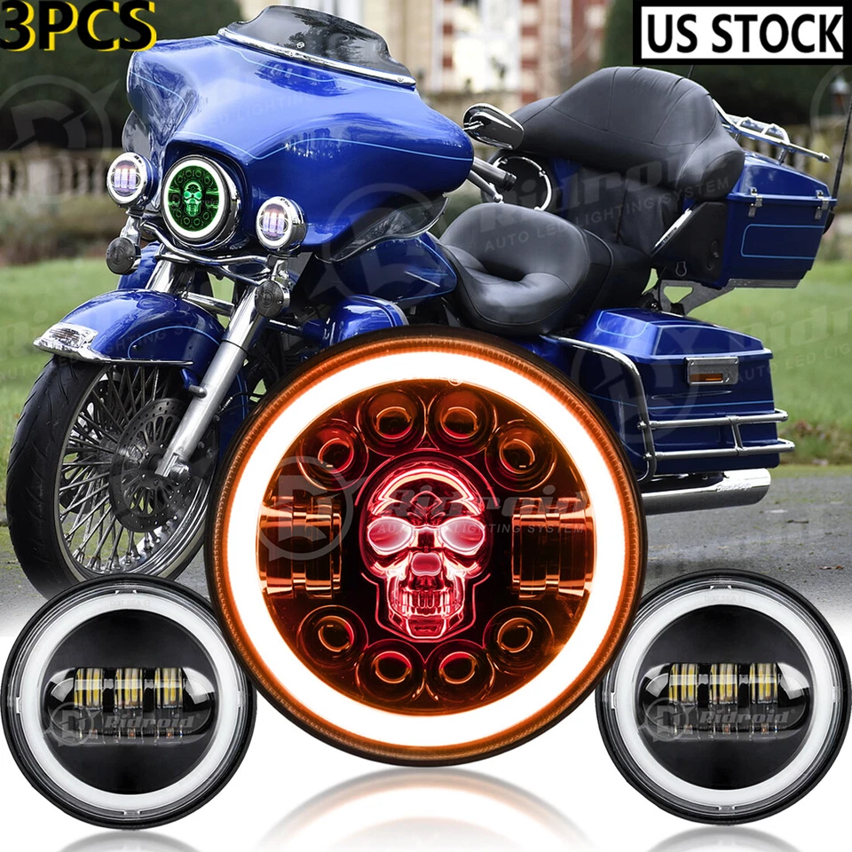 7" LED Headlight &4.5" Fog Light For Harley-Davidson Electra Glide Ultra Classic - Image 1 of 4
