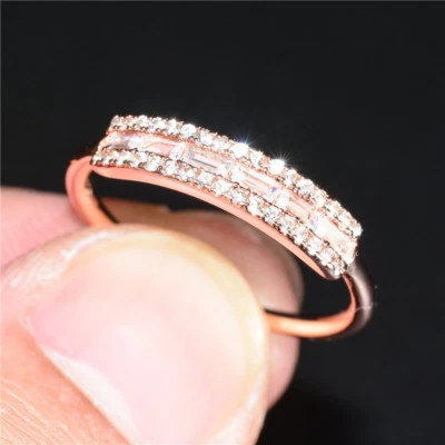 Fashion Women's Wedding Rings Rose Gold Filled Cubic Zirconia Ring Size 6-10 - Изображение 1 из 4