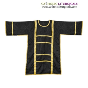 Spanish Dalmatic Black Vestment with Deacon's Stole & Maniple, Chasuble, NEW - Picture 1 of 2