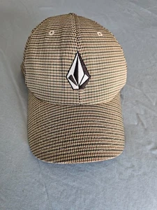 Men's Volcom Genuine Check Hat Cap Size Small - Medium Brown Stretchy Inside - Picture 1 of 16