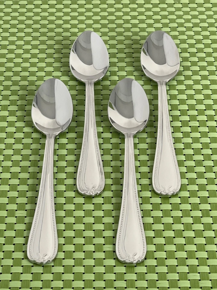 Temp-Tations OLD WORLD BEAD Stainless 4 Iced Tea Spoons Round Tip - 7 7/8" - Image 1 of 4