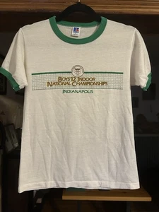 Vintage 80s Russell Athletic Single Stitch Ringer T Shirt US tennis Assoc. XS/S - Picture 1 of 11