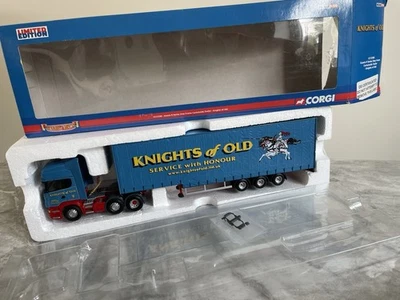 Corgi 1/50 Scale CC13706 - Scania R Step Frame Curtainside (Knights Of Old) Blue - Image 1 of 3