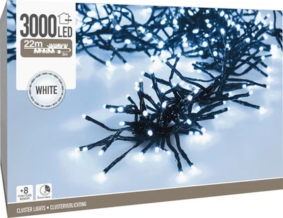 LED-Clusterlichterkette Büschel kaltweiß, 3000 LEDs, sw Kabel, Innen/Außen, 25m - Bild 1 von 2