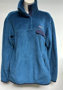 Patagonia Women’s Sz Large Re Tool Snap T Pullover Dark Turquoise Fleece Pockets - Picture 1 of 10