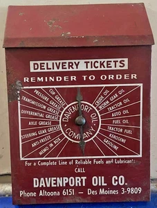 Vintage Davenport Oil Delivery Ticket Box Davenport Oil Co. Altoona Iowa Rare - Bild 1 von 6