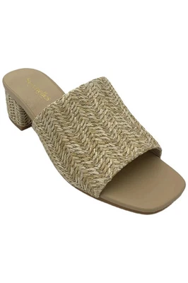 塞舌尔女式拉菲亚粗跟穆勒鞋胡椒天然拉菲亚 — 第 1/3 张图片