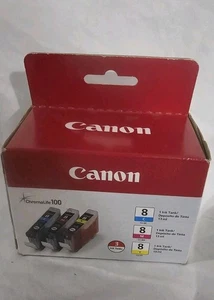 Canon CLI-8 ChromaLife 100 3 Pack Cyan Magenta Yellow New In Sealed Box - Picture 1 of 2