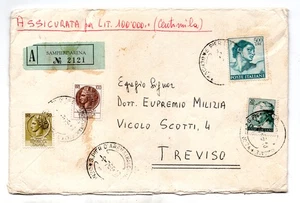 Michelangiolesca Lire 500 su busta assicurata - in tariffa - Picture 1 of 1