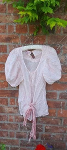 Monsoon Pretty Pink And White Silk Cotton Top Size 10 - Picture 1 of 4